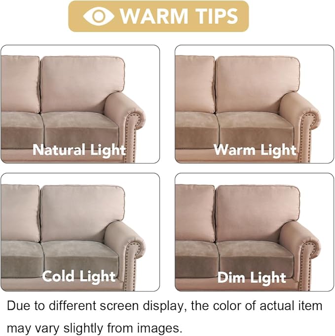 H.VERSAILTEX Velvet Stretch Couch Cushion Cover Plush Cushion Slipcover for Chair Loveseat Sofa Cushion Furniture Protector Seat Cushion Sofa Cover (3 Piece XL Sofa Cushion Covers, Taupe)