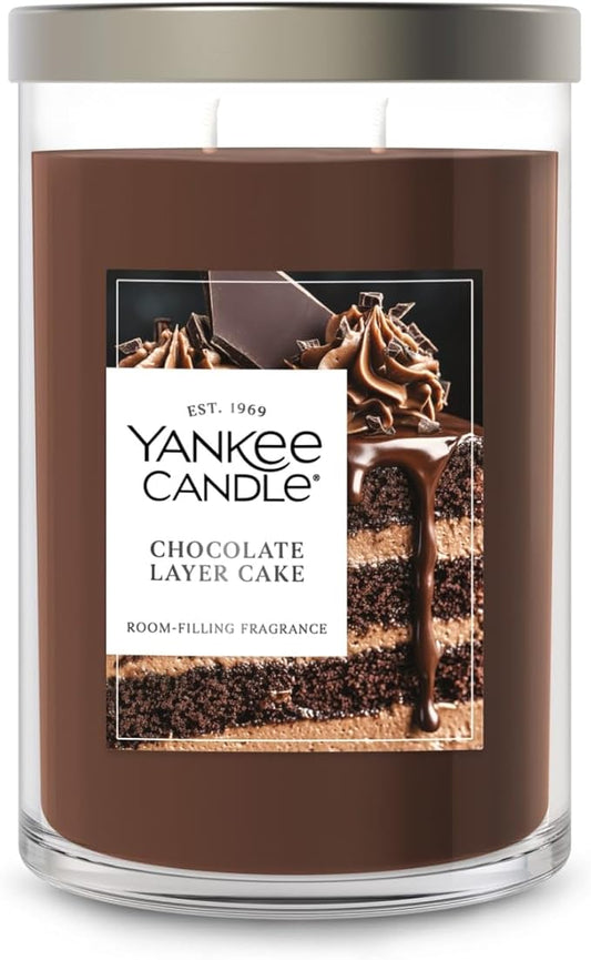 Yankee Candle Large Tumbler Scented Candle with up to 80 Hour Burn Time, Premium Plant Wax Blend for Consistent Burn, 20 oz Tumbler Candle with Room Filling Fragrance, Chocolate Layer Cake
