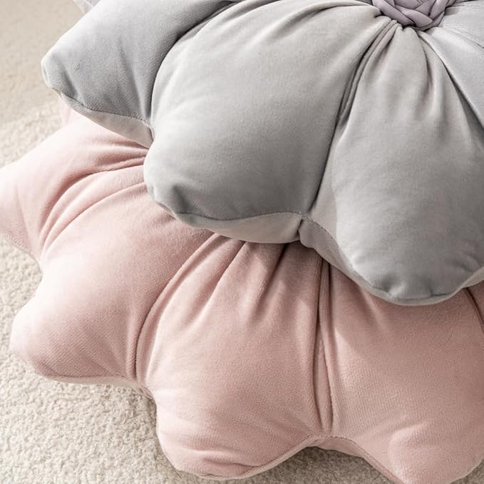 Flower Pillow Cushion Round Decorative Throw Pillow 15.7 Velvet Flower Shaped Pillow for Sofa Couch Vanity Chair Bed