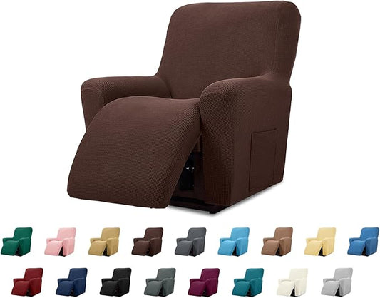 Cupuamon Recliner Chair Covers,Lazy Boy Recliner Covers Stretch Reclining Covers 1 Piece Furniture Protector with Elastic Bottom for Dog,Kids-Chocolate