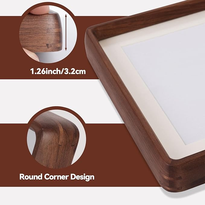 11x14 Collage Picture Frame Walnut Wood, Multiple Five 4x6 Photos or 11x14 without Mat, Rustic Photo Frame with Tempered Glass Hanging Displaying Horizontally or Vertically