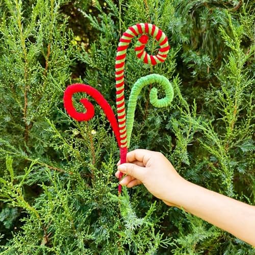 12 Pcs Candy Cane Grinchs Christmas Decorations, Limo Green Christmas Tree Picks, 17 Inch Red and Green Christmas Ornaments for Christmas Tree Topper Filler, Big Large Candyland Xmas Decorations - Image 2