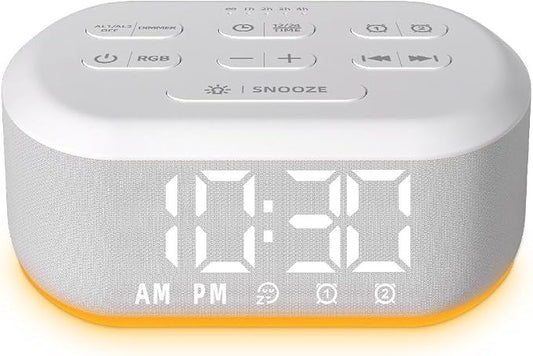 White Noise Alarm Clock Sound Machine for Bedroom Small Brown Noise Machine with 30 Soothing Sound Plug in Bedside Clock with NightLight Battery Backup 15 Wake up Sound Clock for Kids Heavy Sleeper by LazyNight