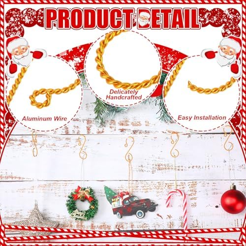 MorningRo 48 Pcs Christmas Ornament Hooks 2'' S Shaped Swirl Hook, Gold - Image 3