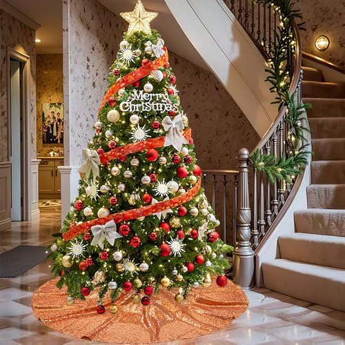 Christmas Tree Skirt Sequin Bronze Sequence Xmas Tree Skirts 48inch Round - Image 4