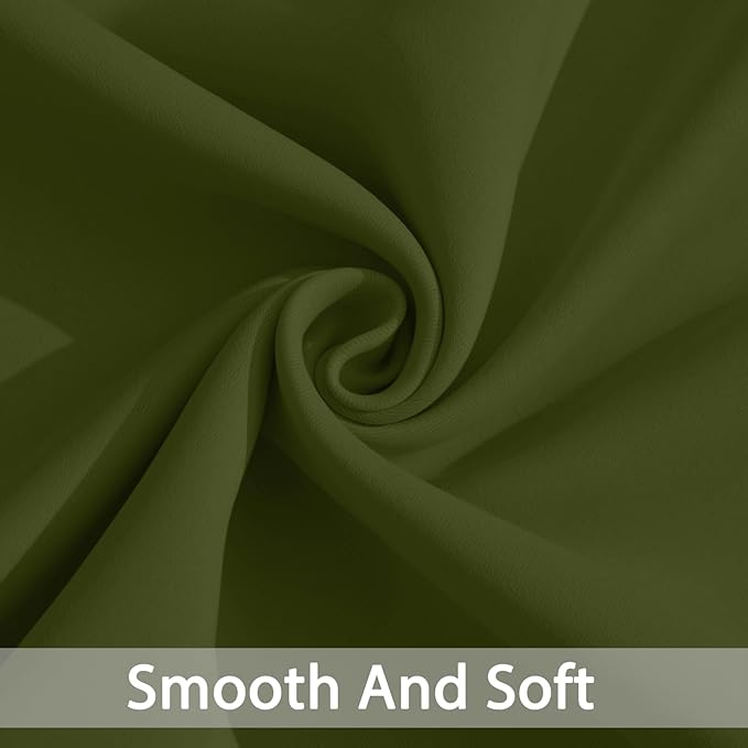Yakamok Olive Green Blackout Curtains with Grommet Green Room Darkening Thermal Insulated Curtain Set of 2 Drapes for Bedroom Living Room, 52W x 96L,2 Panels