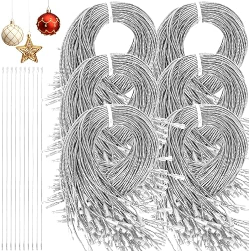 640 Pcs Christmas Ornament Hooks, Ornament Hangers with Snap Ornament String for Christmas Tree Holiday Party Hanging Ribbon Decorations Ropes Easy and Fast Locking (Silver) by Palonu