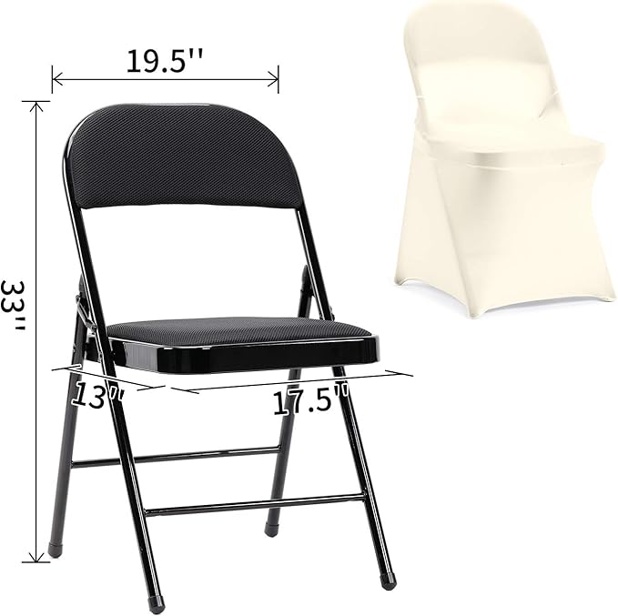 Peomeise Stretch Spandex Folding Chair Cover for Wedding Party Dining Banquet Event (Ivory,12pcs)