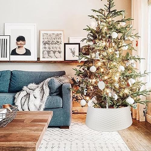 Blissun Christmas Tree Ring, 28.5" Plastic Christmas Tree Collar, Christmas Tree Skirt for Artificial Christmas Trees Decoration (Extra Large, White) - Image 6