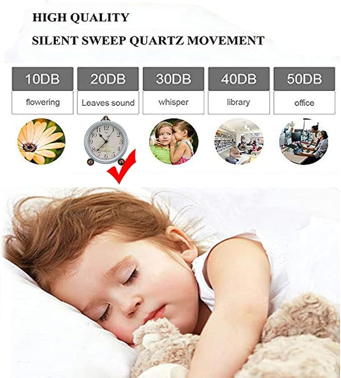 Maxspace 5.2in Desk Clock, Retro Silent Analog Clock Non-Ticking & Battery Operated with Quartz Movement,Clock Decor for Bedroom Living Room - Image 4