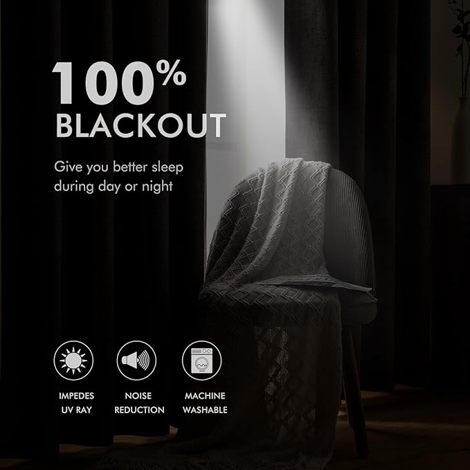 MIULEE Linen Texture Curtains for Bedroom Solid 100% Blackout Thermal Insulated Seafoam Green Curtains Grommet Room Darkening Curtains/Draperies for Living Room Nursery 52x120 Inch (2 Panels)