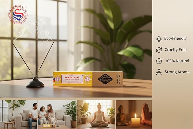 Satya Smudge Incense Stick ?€? Hand-Rolled Indian Masala Incense for Meditation, Yoga & Spiritual Cleansing Pack of 6 (Smudge Sandalwood)
