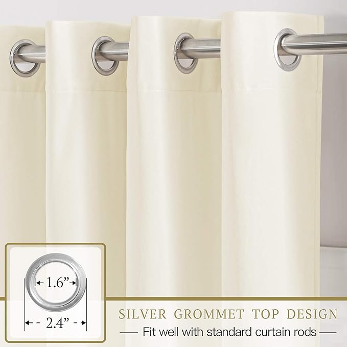 StangH 62 Width Wide Velvet Door Curtains Ivory Privacy Protect Window Drapes for Nursery Kids Bedroom, Light Dimming Home Decor for Sliding Door, W62 x L84, 2 Panels