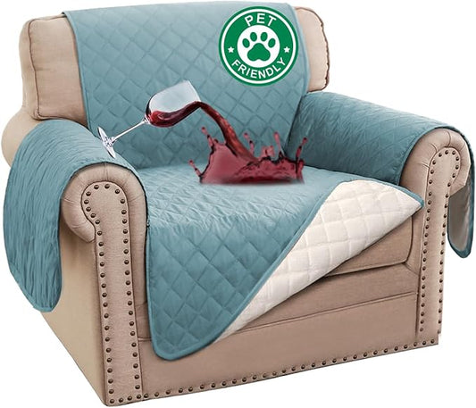 Turquoize 100% Waterproof Sofa Covers Chair Cover Slipcover Couch Protector Triple Non-Slip Sofa Slipcover for 1 Cushion Furniture Protector for Pets, Kids,Dog (Chair 23", Stone Blue)