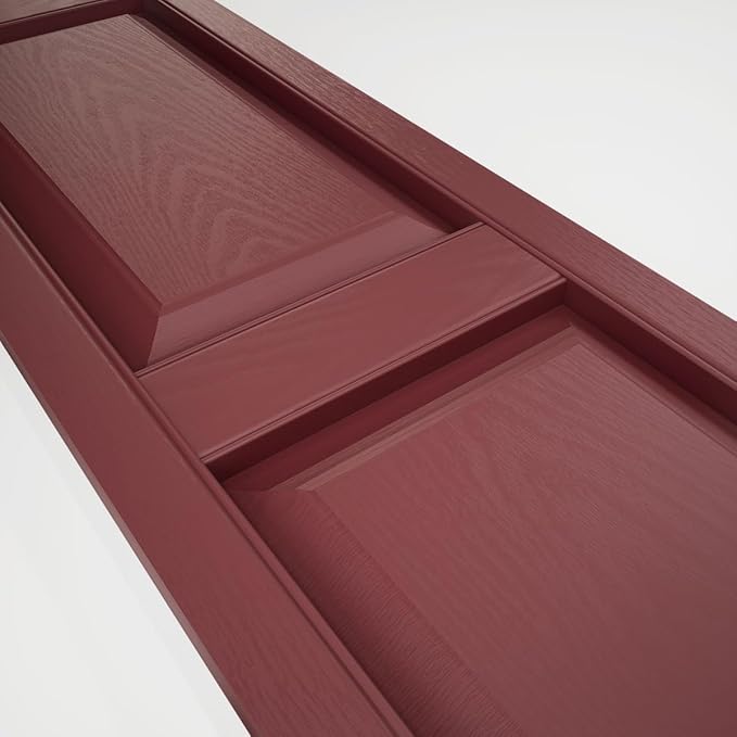 Ekena Millwork Lifetime Vinyl LP2S12X05100WN Standard Two Equal Panel Vinyls, Raised Panel Vinyl Shutters, w/Installation Shutter-Lok's & Matching Screws (Per Pair), 12"W x 51"H, Wineberry