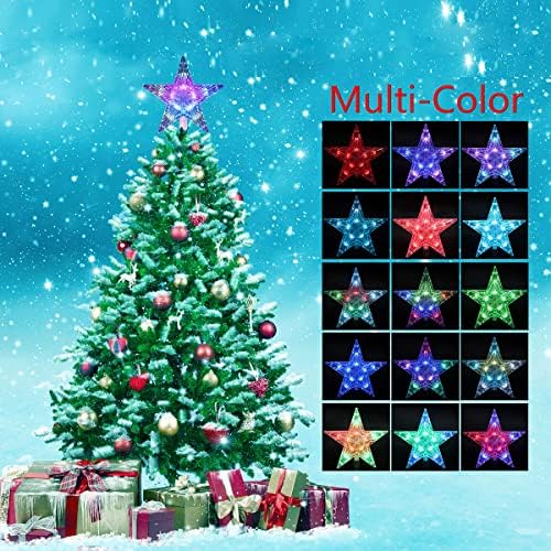 Christmas Tree Topper, KBG LED 20 Light Modes Color Changing 9" Christmas Tree Topper Star Lighted, Remote Controller Multicolor LED Christmas Star USB Powered for Xmas Holiday Party Gift Décor - Image 3
