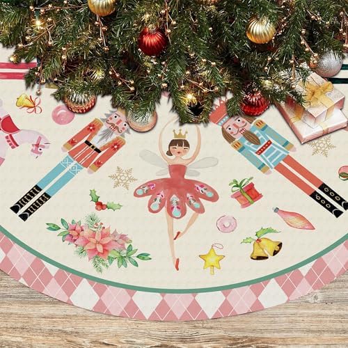 Nutcracker Tree Skirt 36in, Pink Nutcracker Christmas Decor, Nutcracker Tree Ornament Ballet for Christmas Tree, Nutcracker Christmas Decorations for New Year Holiday Party - Image 4