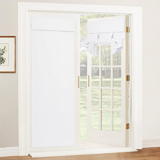 RYB HOME Door Window Curtains 80 inch Length, Privacy Thermal Insulate Covering for Patio/Glass/Front/French Door Blinds Curtains, 26 x 80 inch, Pure White, 1 Panel