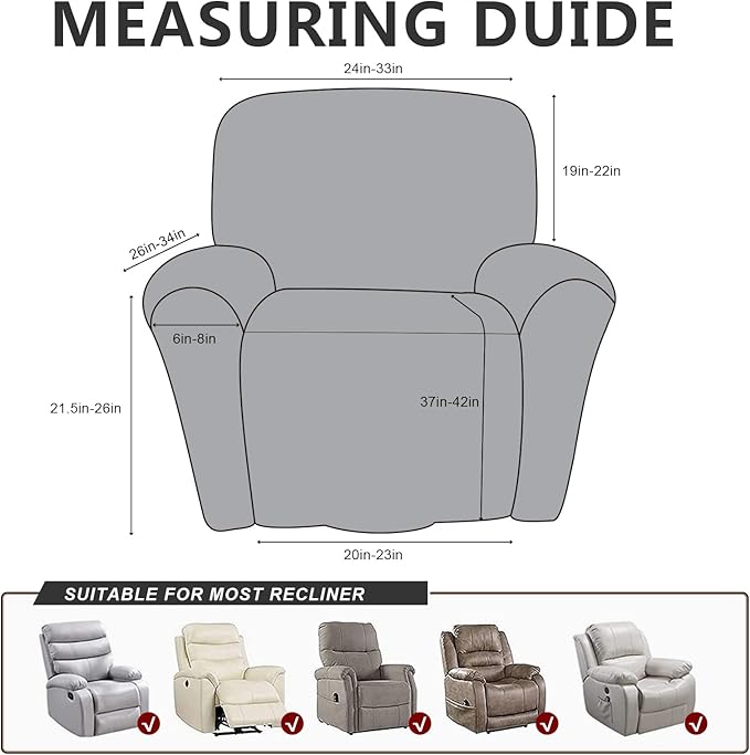 ANARACHON Recliner Chair Covers Leather Like, 4 Pieces Recliner Cover for Recliner Chair, Soft Sofa Slipcover Furniture Protector Washable Sofa Cover for Pets Kids(Dark Army Green)