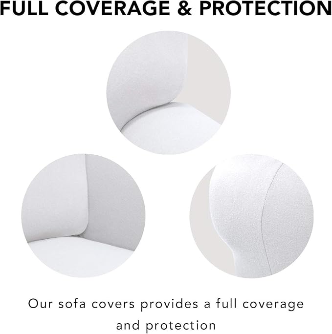 PureFit Super Stretch Sofa Slipcover – Spandex Non Slip Soft Couch Sofa Cover, Washable Furniture Protector with Non Skid Foam and Elastic Bottom for Kids, Pets （Sofa, White）