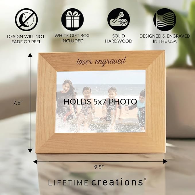 Lifetime Creations Create Your Own Personalized Picture Frame: Engraved Custom Wood Photo Frame, Customizable Gift for Wedding, Anniversary, Birthday (5x7 Inch Portrait)