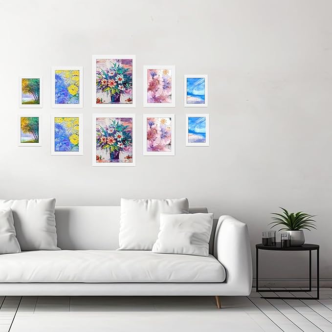 Picture Frames, Picture Collage Wall Decor 10 PCS, Gallery Wall Frame Set for Wall Mounting or Tabletop Display, Multi Sizes Including 8x10, 5x7, 4x6 Family Photo Frames White