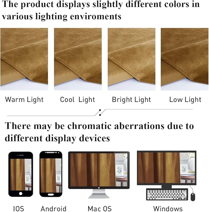 StangH Gold Brown Velvet Curtains for Bedroom, Luxury Retro Home Decor Blackout Thermal Insulated Privacy Window Treatments for Living Room, W52 x L90 Each Panel, 2 Panels