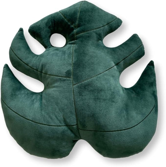 Green Philosophy Co. Monstera Leaf Pillow – Soft 3D Plant Throw Pillow, Deep Forest Green Decorative Leaf Shaped Pillow for Couch, Bed & Nursery, for Plant Lovers