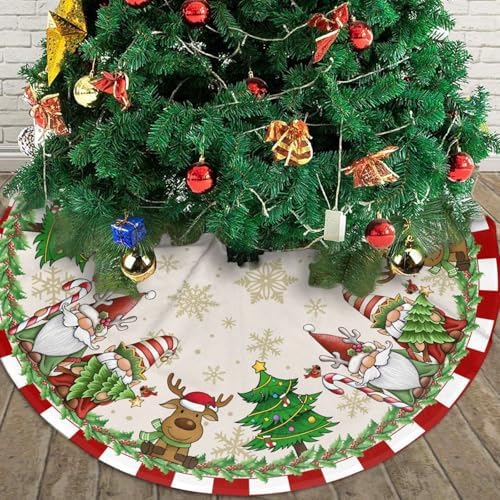 Santa Claus Gnome Christmas Tree Skirt 48" for Xmas Halloween New Year Holiday Party Home Tree Mat Decor Ornaments Decoration - Image 4