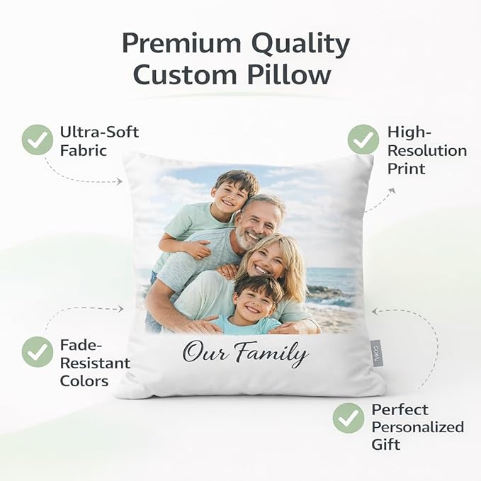 Personalized Photo Pillow – Custom Picture Cushion with Your Image for Birthdays, Anniversaries, Weddings, and Home Décor