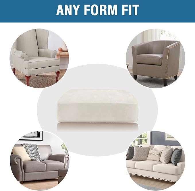 H.VERSAILTEX Velvet Stretch Couch Cushion Cover Plush Cushion Slipcover for Chair Loveseat Sofa Cushion Furniture Protector Seat Cushion Sofa Cover (2 Piece Large Sofa Cushion Covers, Porcelain White)