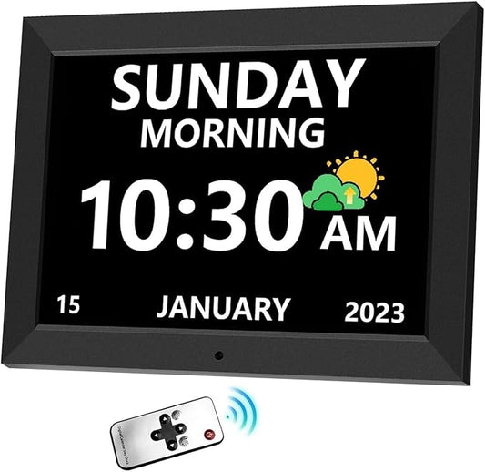10 Inch Clock with Day and Date for Elderly Large Display Digital Clocks 12 Alarm 3 Display Modes Large Font Alzheimer's Clock Alarm Clocks for Seniors Auto DST 10in Black