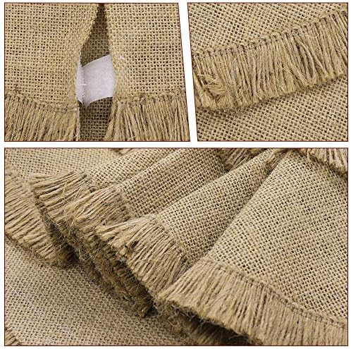 Christmas Tree Skirt, 30 inches Small Plain Burlap Tree Skirt with Tassels, Natural Jute Tree Skirt for Xmas Home Decor Indoor, Fall Winter Rustic Christmas Decorations for Slim Pencil Tree - Image 4