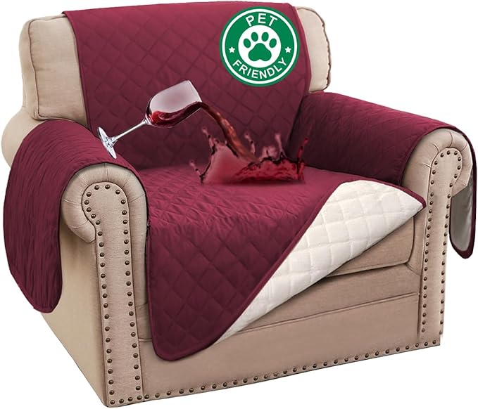 Turquoize 100% Waterproof Sofa Covers Chair Cover Slipcover Couch Protector Triple Non-Slip Sofa Slipcover for 1 Cushion Furniture Protector for Pets, Kids,Dog (Chair 23", Burgundy)