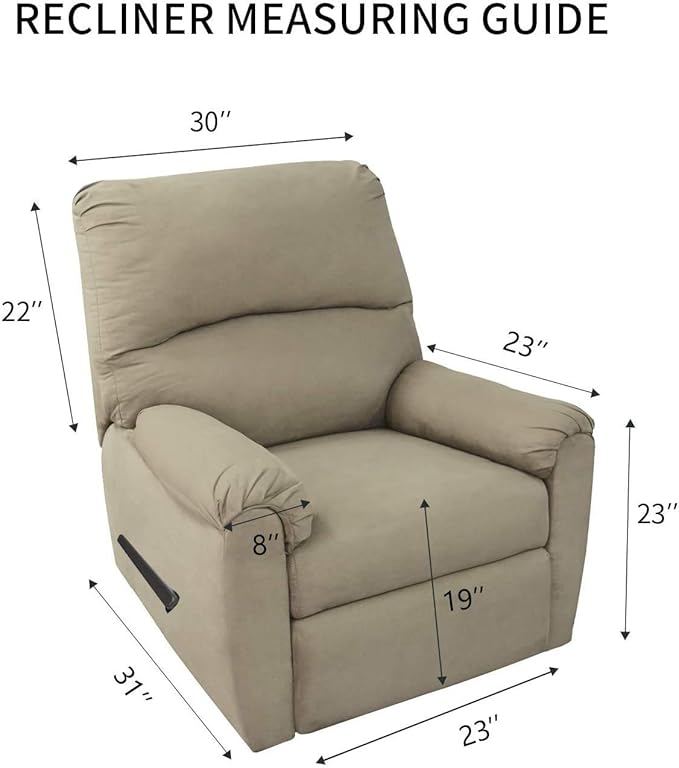 PureFit Super Stretch Chair Sofa Slipcover with Pocket – Spandex Non Slip Soft Couch Sofa Cover, Washable Furniture Protector with Elastic Bottom for Kids, Pets （Recliner, Taupe）