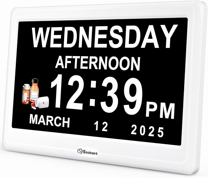 Soobest 12” Dementia Clocks for Seniors Extra Large, Digital Date Day Clock by Soobest