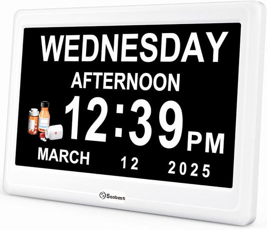 Soobest 12” Dementia Clocks for Seniors Extra Large, Digital Date Day Clock by Soobest