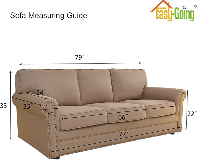 Easy-Going Stretch Sofa Slipcover 1-Piece Sofa Cover Furniture Protector Couch Soft with Elastic Bottom for Kids, Polyester Spandex Jacquard Fabric Small Checks (Sofa, Navy)