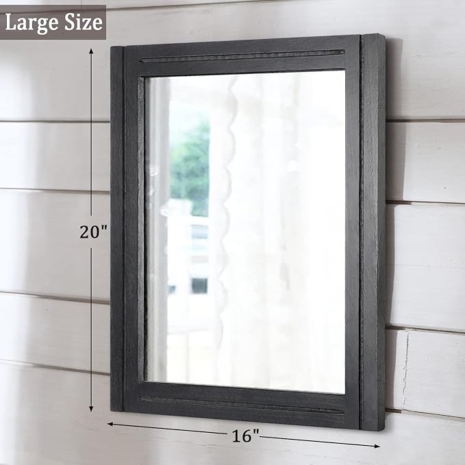 AAZZKANG Black Mirrors for Wall 50 x 40 cm with Rectangle Wood Framed Decorative Wall Mirror for Bedroom Living Room Bathroom Entryway