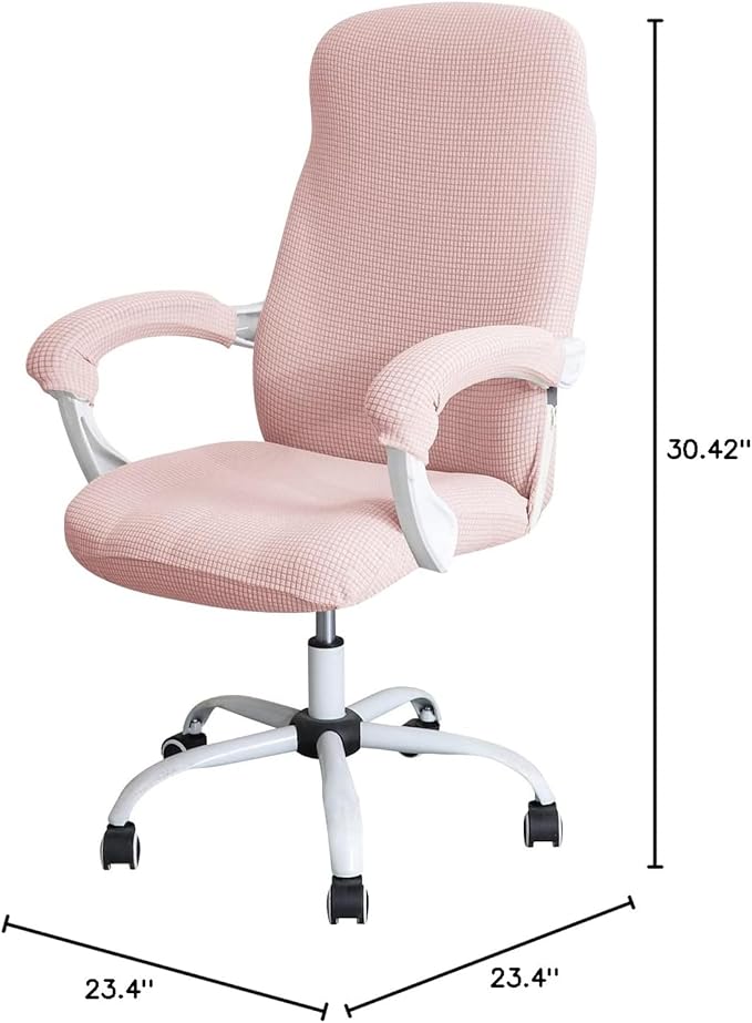 FORCHEER Office Chair Cover with Armrest Covers Pink Water-Resistant Jacquard Covers for Office Executive Chair and Arms Large Washable