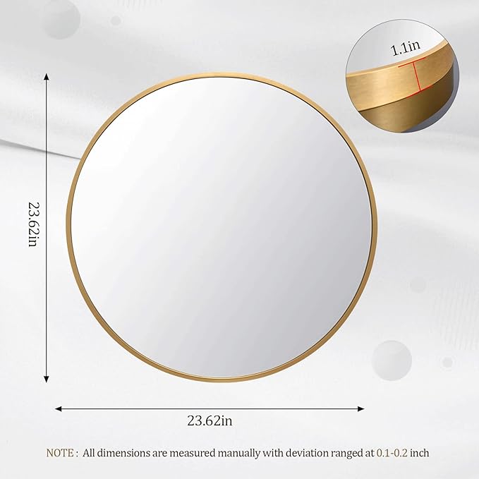 HARRITPURE Round Mirror 23.6" Gold Wall Mounted Circle Mirror with Aluminum Alloy Frame Modern Design for Bathroom, Living Room, Vanity, Bedroom, Entryway