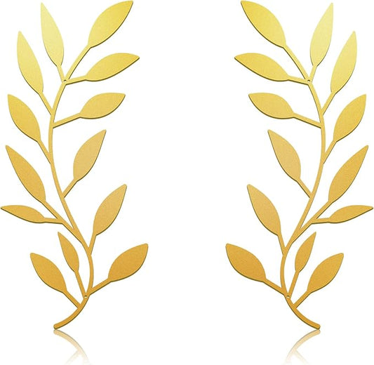 Zhengmy 2 Pieces Metal Tree Leaf Wall Decor Vine Olive Branch Leaf Wall Art Living Room, Hallway Wall Decor Outdoor Decoration(Gold)