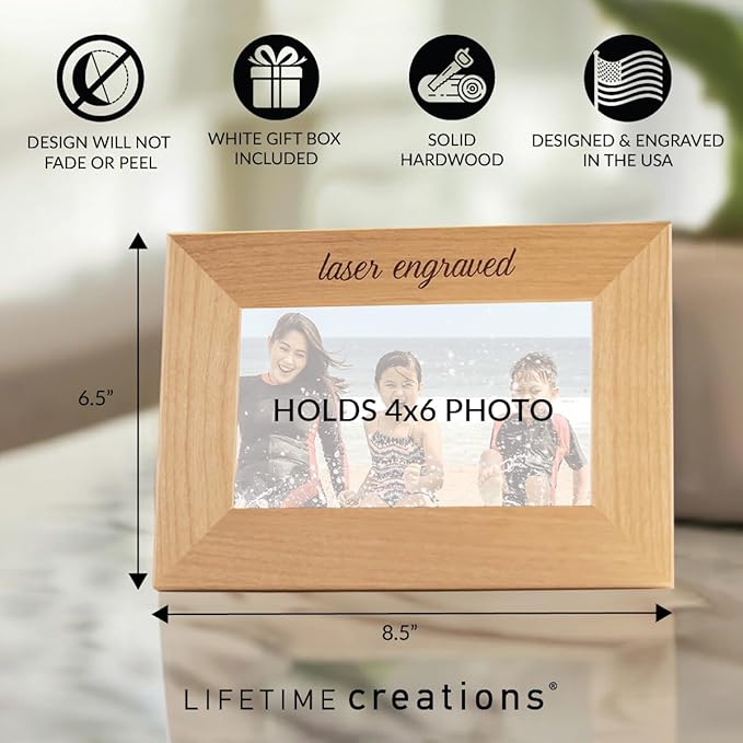 Lifetime Creations Create Your Own Personalized Picture Frame: Engraved Custom Wood Photo Frame, Customizable Gift for Wedding, Anniversary, Birthday (4x6 Inch Portrait)