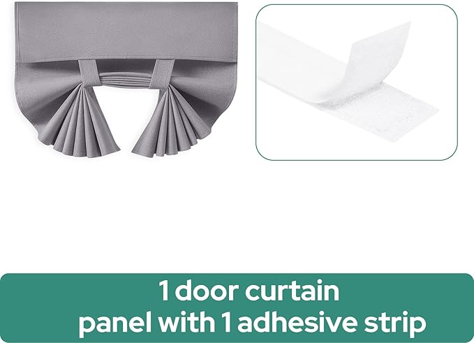 HOMEIDEAS 100% Light Gray Linen Blackout French Door Curtains, Privacy Door Window Curtains, 30 X 68 Inch Room Darkening Blinds, Thermal Insulated Shades for Bedroom, 1 Panel