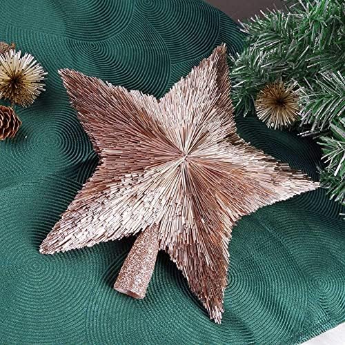 Luxury Christmas Tree Topper Handmade Star Xmas Tree Decoration Unique Stars Light Pink Gold Toppers Indoor Decorations Outdoor Ornaments (Rose, M (8 inches)) - Image 6