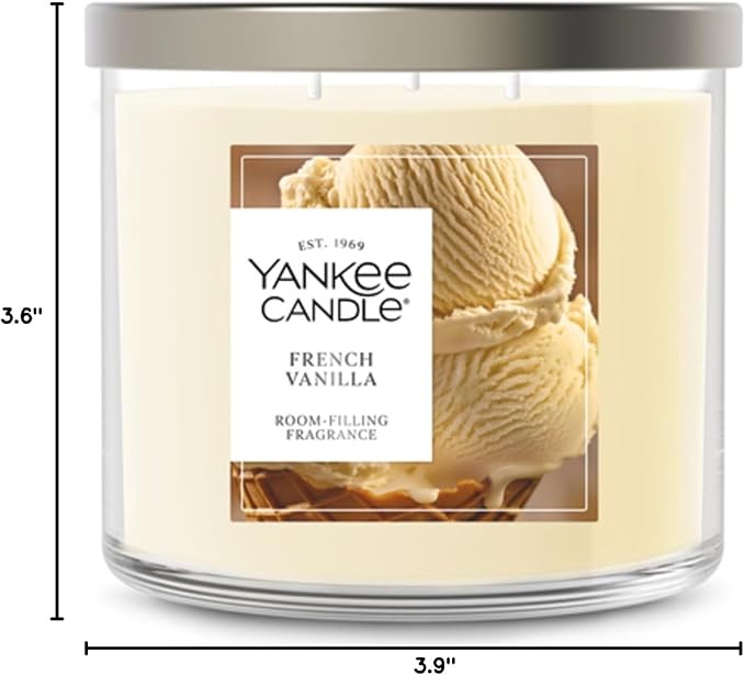 Yankee Candle French Vanilla, Fall Scented Candle, 14.5oz 3-Wick Candle Jar with up to 40 Hours Burn Time