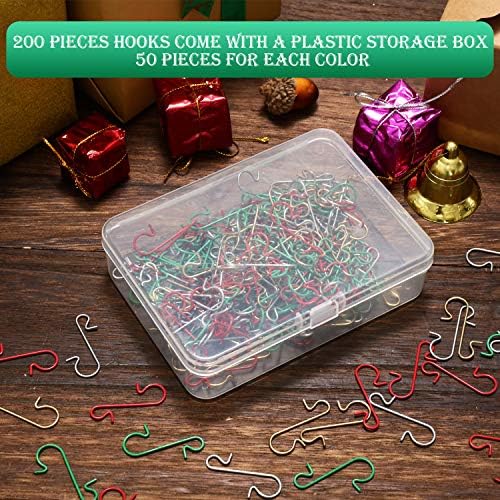 Tatuo Xmas Ornament Hooks Metal Wire Hooks Ornament Hangers with Storage Box for Christmas Tree Decoration(201, Gold, Silver, Red and Green) - Image 3