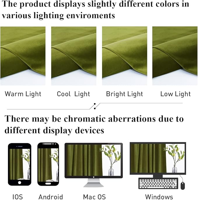 StangH Olive Green Curtains 108 inches Long, Super Soft Velvet Luxury Home Decor, Christmas Holiday Backdrops for Party/Living Room/Bedroom/Office, W52 x L108, 2 Panels