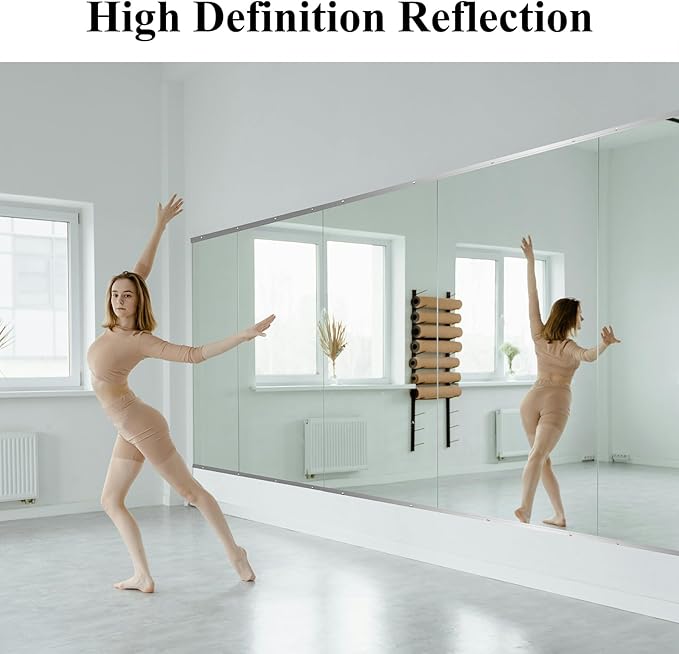 Ruomeng Home Gym Mirror, 55''x16''x2PCS Full Length, Large Frameless Body Mirror Tempered Glass for Gym, Workout, Yoga, Garage, Dance Studio