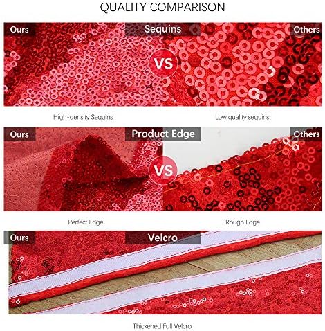 Red Tree Skirt 24 inches Small Christmas Tree Skirt Glitter Sequin Tree Skirt for Christmas Decorations - Image 4